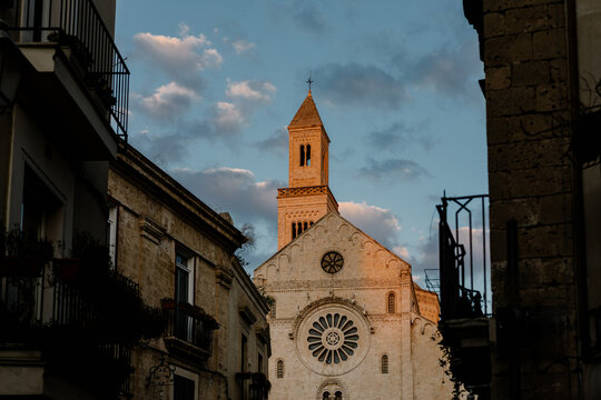 The tower of a church in Bari, Puglia in Italy