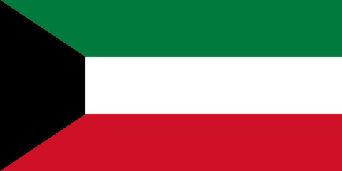 Kuwait flag in official colors, dimensions and aspect ratio. Vector flag symbolizing national pride, identity, heritage, patriotism and authority