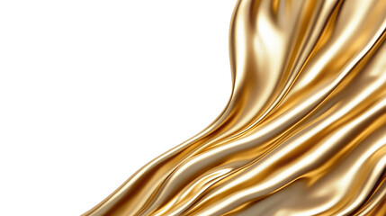 Gold Fabric Drape on Black Background Isolated on Transparent Background