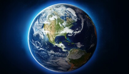 Fototapeta premium Primer plano del planeta tierra con colores intensos y un fondo oscuro