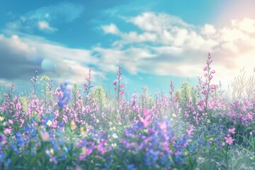 Fototapeta premium Illustration of a flower meadow in spring
