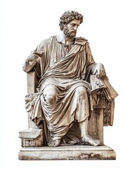 Fototapeta premium Seated stone figure, classical drapery, book.