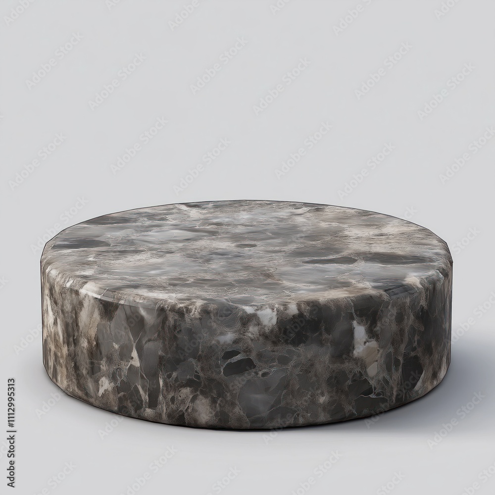 Poster round stone marble podium on transparent background. modern design piece. versatile product display.