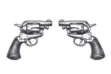 two revolvers on a white background