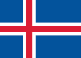 Obraz premium Iceland flag in official colors, dimensions and aspect ratio. Vector flag symbolizing national pride, identity, heritage, patriotism and authority