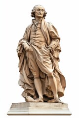 Fototapeta premium Stone statue, man, robed, thoughtful pose, pedestal.