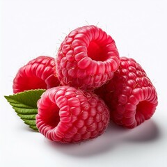 Framboise en lévitation sur fond blanc