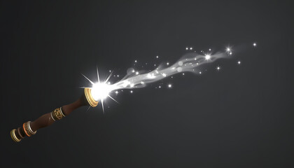 magic wand on gray background. Copy space for text isolated with white highlights, png