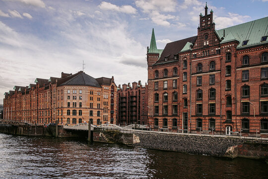 Historic architecture and bridge in Hamburg Speicherstadt

