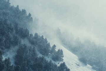 Fototapeta premium Snow-dusted trees in a lovely winter scene, Carpathian Mountains, Ukraine, Europe, Christmas