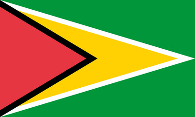 Guyana flag in official colors, dimensions and aspect ratio. Vector flag symbolizing national pride, identity, heritage, patriotism and authority