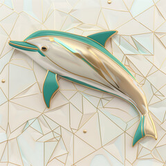 elegant dolphin with gold and teal accents