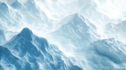Obraz premium Abstract Frozen Mountain Landscape with Surreal Ice Peaks and Smooth Curves Evoking Cold Serenity and Minimalistic Beauty, Generative AI