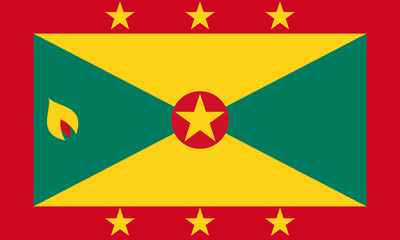 Grenada flag in official colors, dimensions and aspect ratio. Vector flag symbolizing national pride, identity, heritage, patriotism and authority
