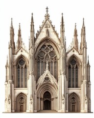 Naklejka premium Ornate Gothic cathedral facade, detailed stonework.