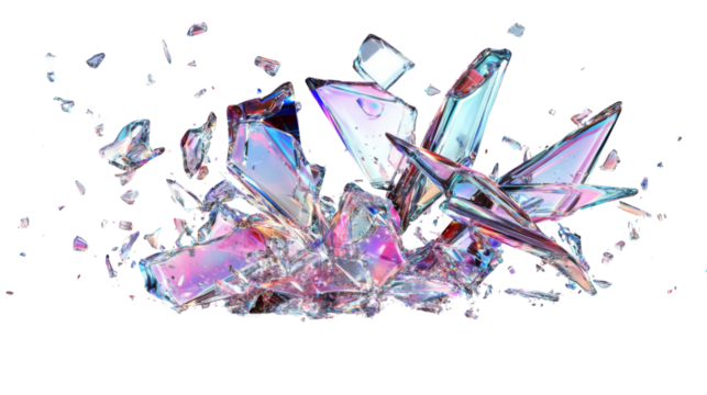 Broken glass transparent background