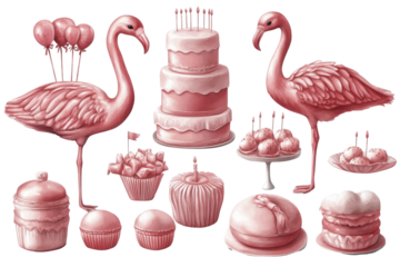 Festive watercolor elements for a birthday party are decorations that will fill your celebration with bright colors