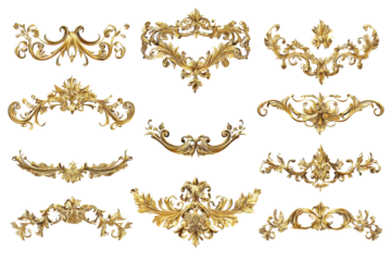 Set of decorative vintage frames and borders in gold color