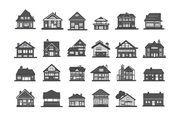 Fototapeta premium Flat design house icons on a white background