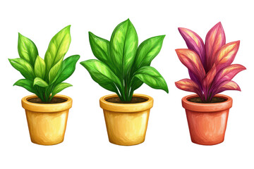 Obraz premium Cheerful doodles with potted houseplants - for harmony in the home