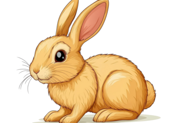 An affectionate rabbit on a white background is the perfect friend