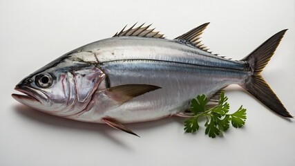Fototapeta premium Chopped fresh Kingfish, white background