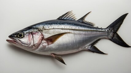 Obraz premium Chopped fresh Kingfish, white background