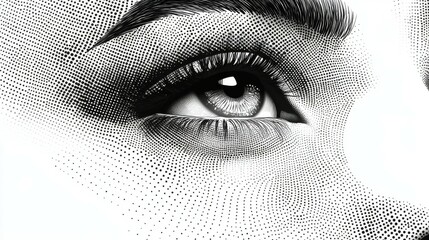 Artistic representation of a face using a halftone dot technique.