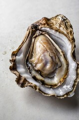  Fresh opened oyster on white background 