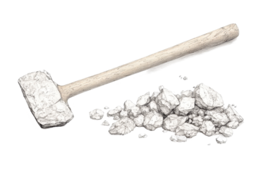 Splitting stone with a pickaxe in monochrome