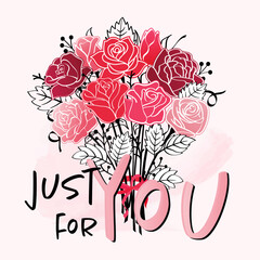 Valentine&acute;s day postcard, with hearts in pink , red, black color