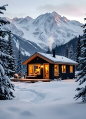Prefab Cabin in a Winter Wonderland