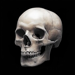 Obraz premium Detailed anatomical human skull illustration. High quality graphic design. Image perfect for medical educational resources. Image suitable for biomedicine anatomy related projects. Detailed graphic.
