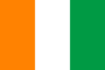 Fototapeta premium Cote d Ivoire flag in official colors, dimensions and aspect ratio. Vector flag symbolizing national pride, identity, heritage, patriotism and authority