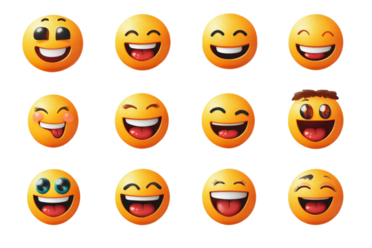 A set of emoticons with a smiling face 