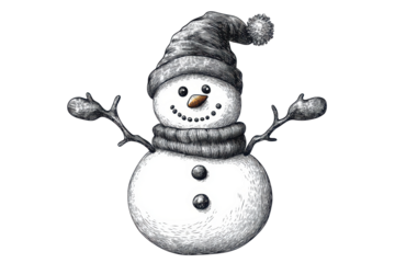 A cheerful snowman in a hat is winter's best friend