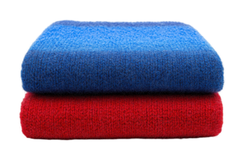 An elegant combination of red and blue fabric on a white surface