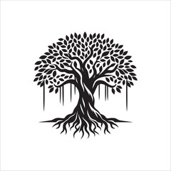 best banyan tree silhouette vector © richard