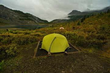 camping in the mountains Assinniboine canada