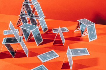 Playing cards on table.