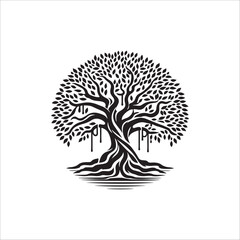 best banyan tree silhouette vector © richard