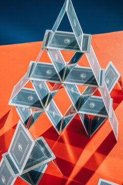 Playing cards on table.