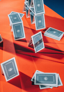 playing cards deck scattered
