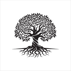 best banyan tree silhouette vector