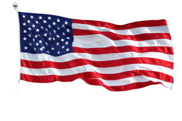 Against the white background, the American flag looks restrained and majestic, as if it were a guarantor of peace and justice
