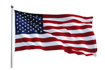 The American flag on a white background tells the story of the country through each star and stripe