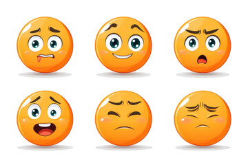 Fototapeta premium A set of yellow emoticons with faces