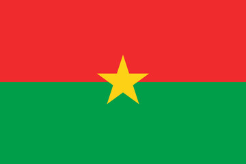 Burkina Faso flag in official colors, dimensions and aspect ratio. Vector flag symbolizing national pride, identity, heritage, patriotism and authority