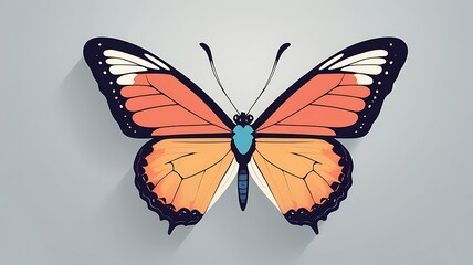 Fototapeta premium A vibrant orange butterfly with black and white accents
