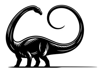 artistic depiction of a dinosaur with a long neck and tail